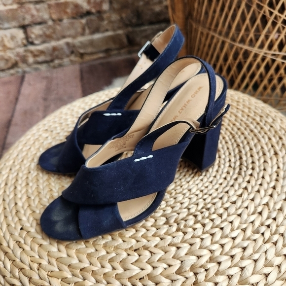 Who What Wear Open Toe Navy Heels - Picture 4 of 5